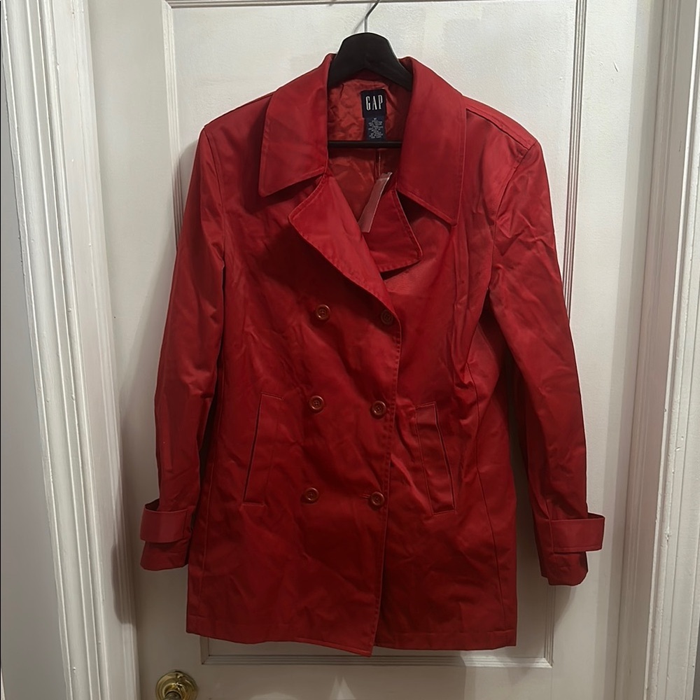 GAP Red Trench Coat Double-Breasted Tailored